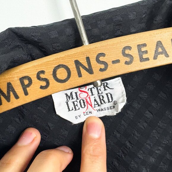 Mister Leonard Black Sheer Check Blouse Small Work Business - Picture 3 of 4